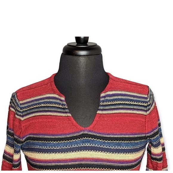 LRL Lauren Ralph Lauren Red Striped Sweater Size Small - Picture 2 of 9